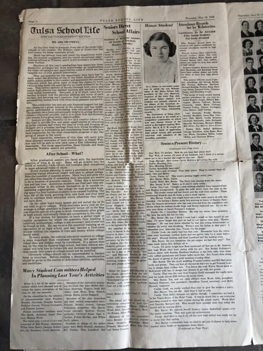 Photographed newspaper page: commencement edition — school reporting.