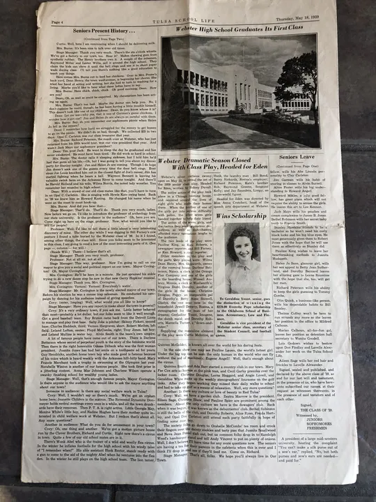 Photographed newspaper page: commencement edition — campus and graduates.