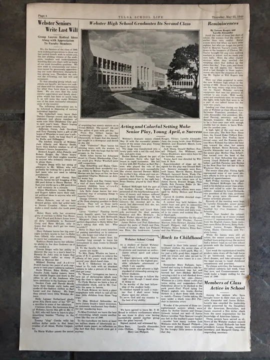 Photographed newspaper page: commencement edition — the school community.