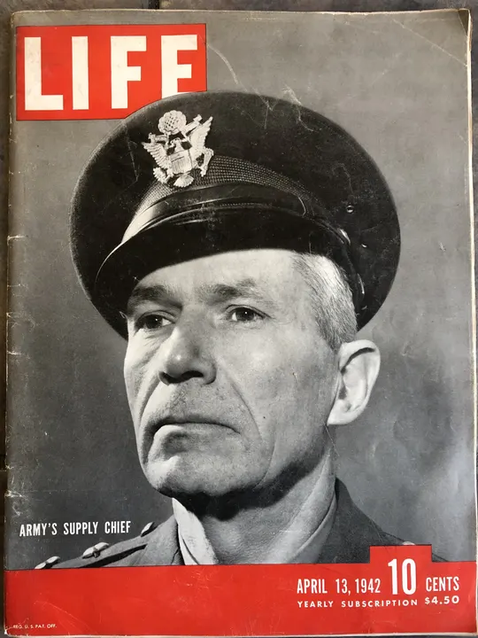 LIFE magazine cover dated April 13, 1942, with a military officer’s portrait.