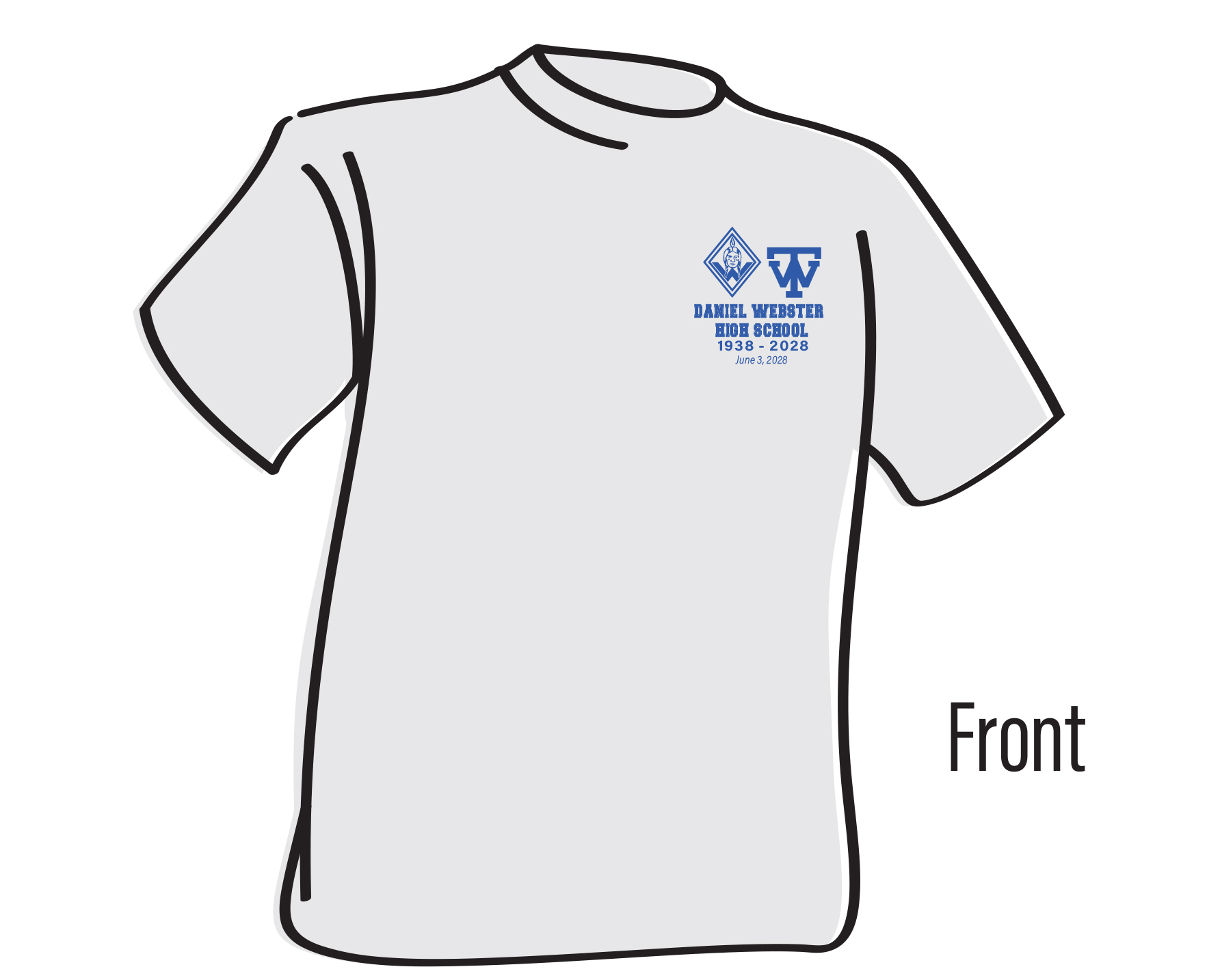 Front of the heather-gray Webster 90th-anniversary T-shirt